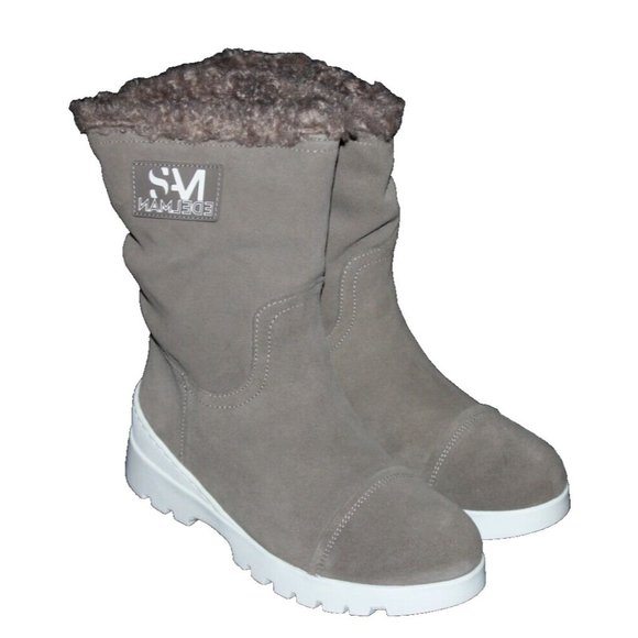 Sam Edelman Shoes - Sam Edelman Kaylie Flint Grey Velour Suede Shearling Women's Boots US 6 NEW